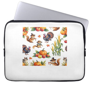 Festive Fall Harvest Watercolor Pattern Classic T- Laptop Sleeve