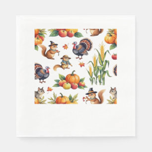 Festive Fall Harvest Watercolor Pattern Classic T- Napkin