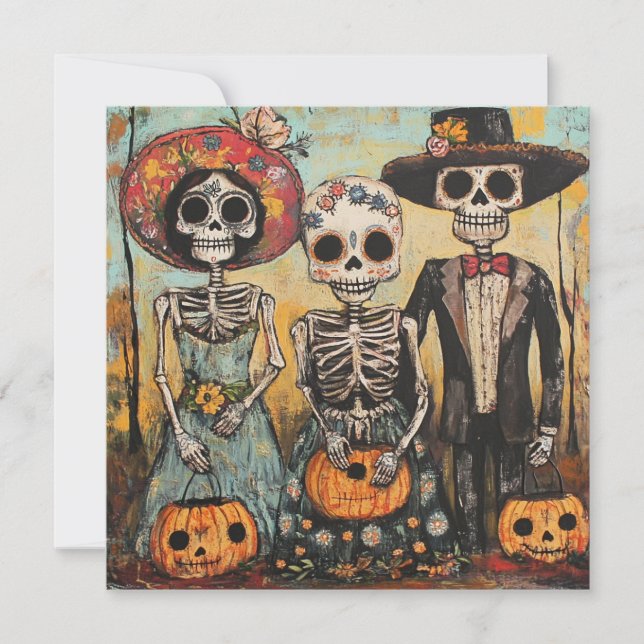 Festive Family Dia de los Muertos Event  Invitation (Front)