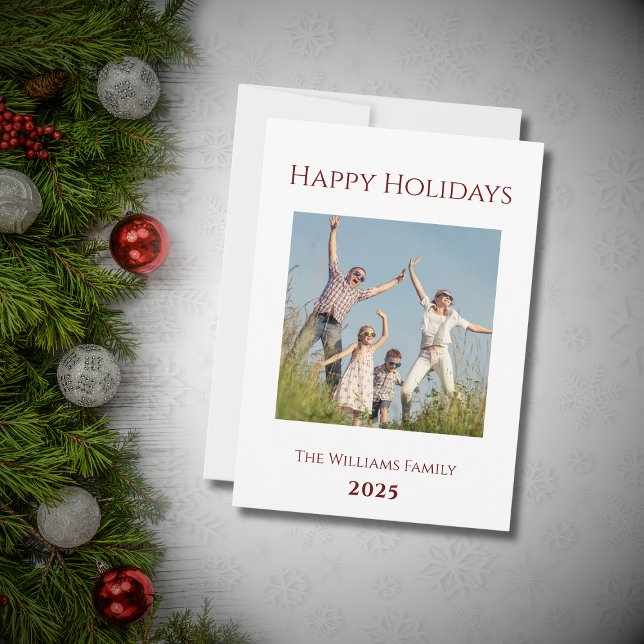 Festive Family Photo Modern Christmas Holiday Card (Creator Uploaded)