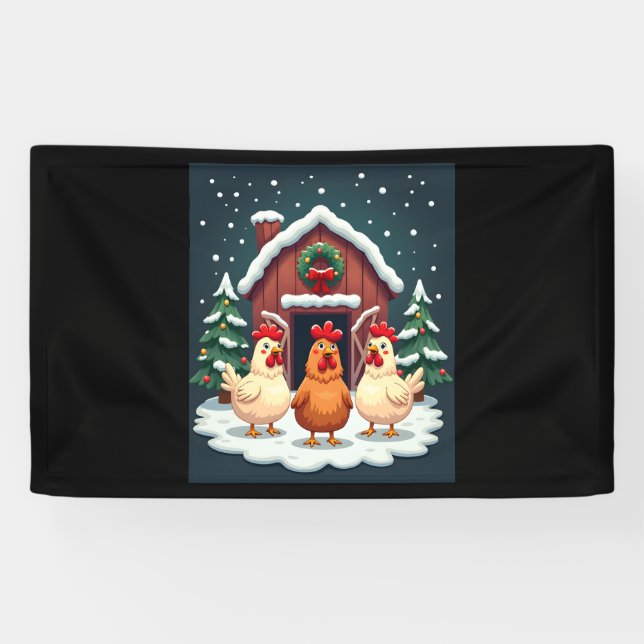Festive Farmyard Chicken Banner (Horizontal)