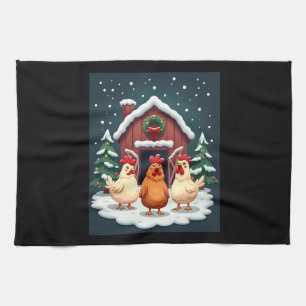 Festive Farmyard Chicken Tea Towel