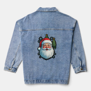 "Festive Fashion: Santa, Snow & Christmas Tree Mag Denim Jacket