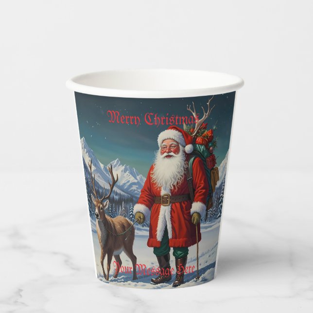 Festive Father Christmas Santa Paper Cups (Front)