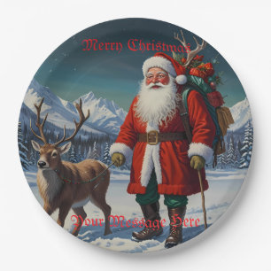 Festive Father Christmas Santa Paper Plate