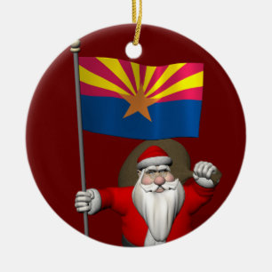 Festive Father Christmas Visiting Arizona Ceramic Tree Decoration