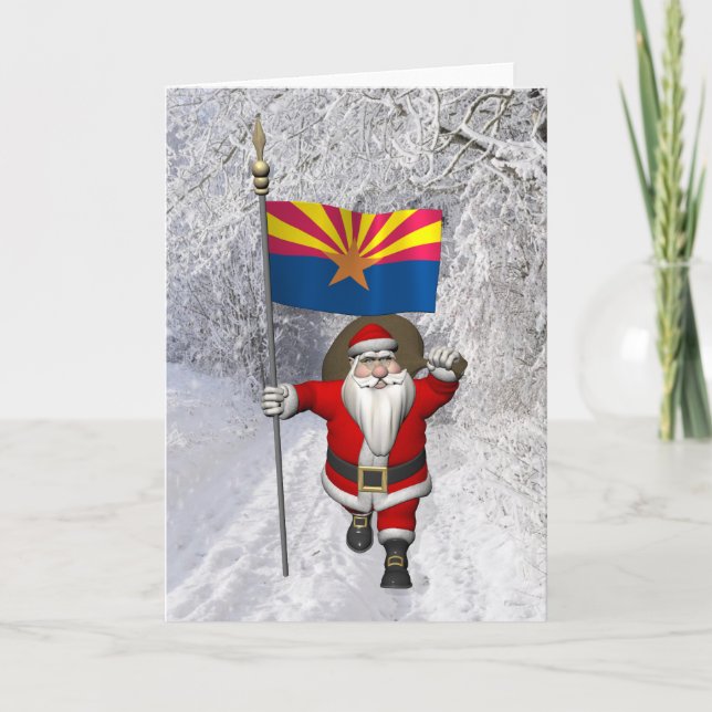 Festive Father Christmas Visiting Arizona Holiday Card (Front)