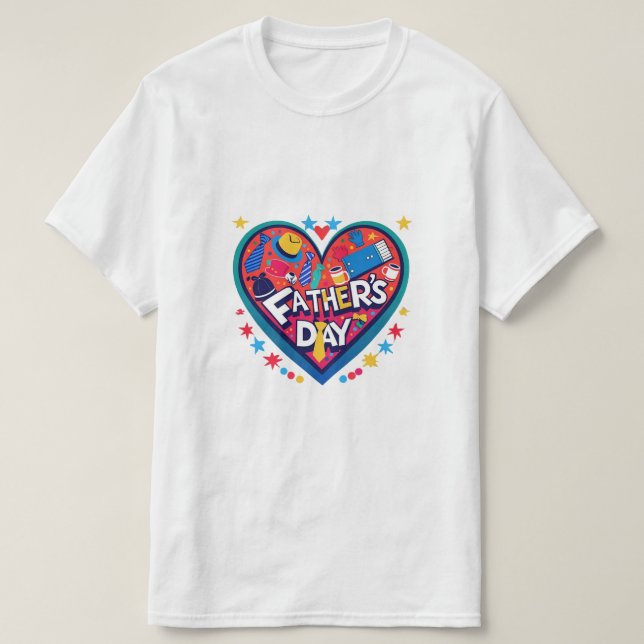 Festive Father's Day Hat – Bright Heart Design for T-Shirt (Design Front)