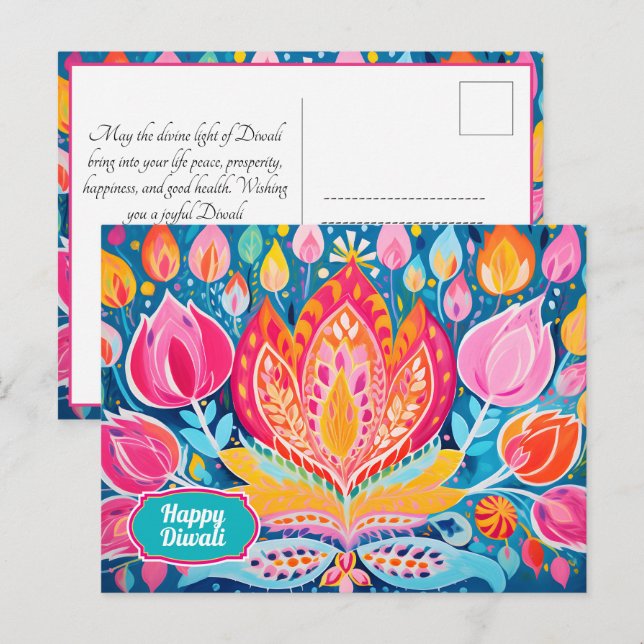 Festive Fauvist Diwali Greetings Postcard (Front/Back)