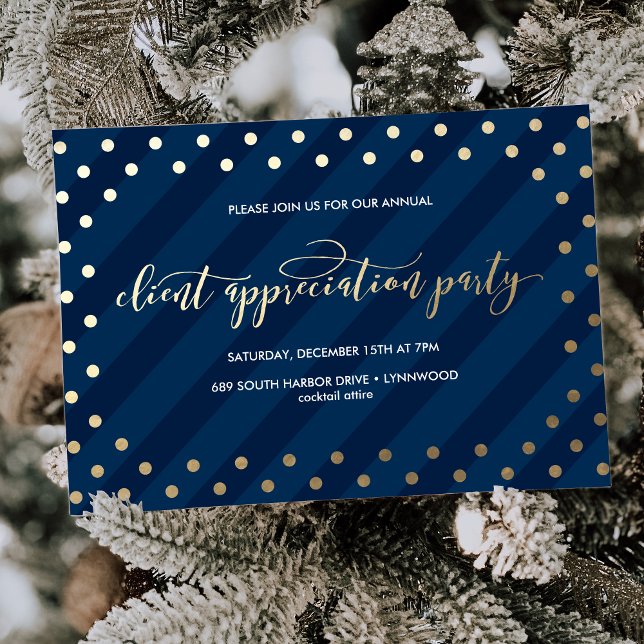 Festive Faux Foil Navy Holiday Party Invitation (Creator Uploaded)