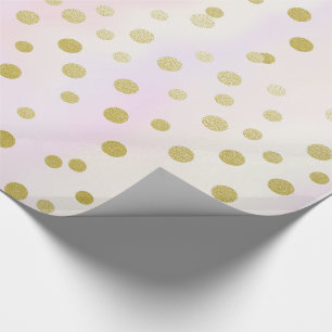 Festive Faux Gold Confetti on Purple Watercolor Wrapping Paper