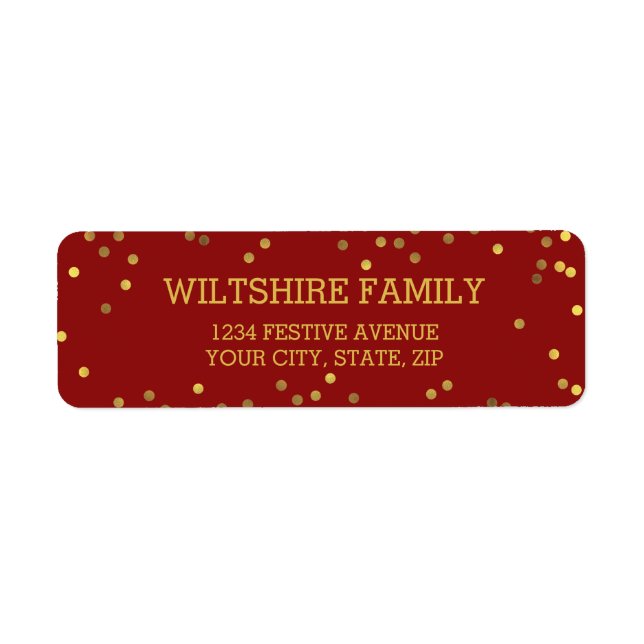 Festive Faux Gold Foil Confetti Red (Front)