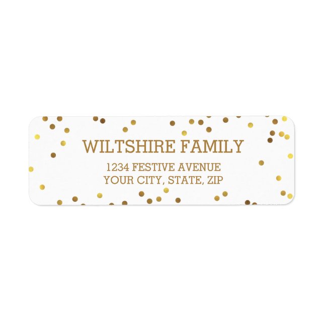 Festive Faux Gold Foil Confetti White (Front)