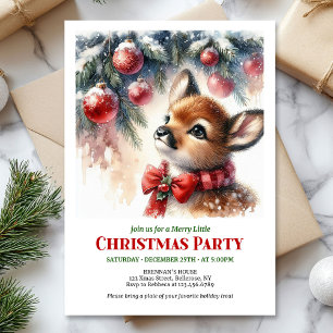 Festive fawn snowy forest cozy winter Christmas  Invitation