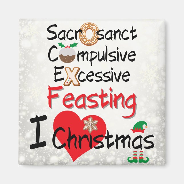 Festive Feasting -I Love Christmas Magnet (Front)