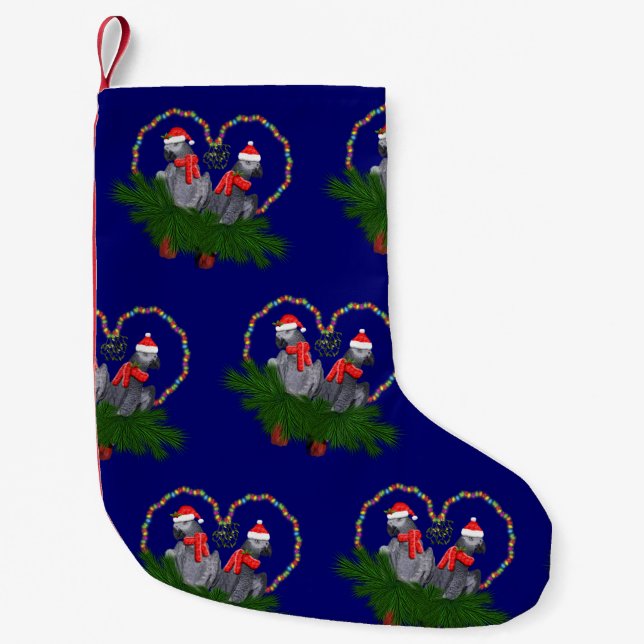Festive Featherballs Christmas Stocking (Navy) (Front)