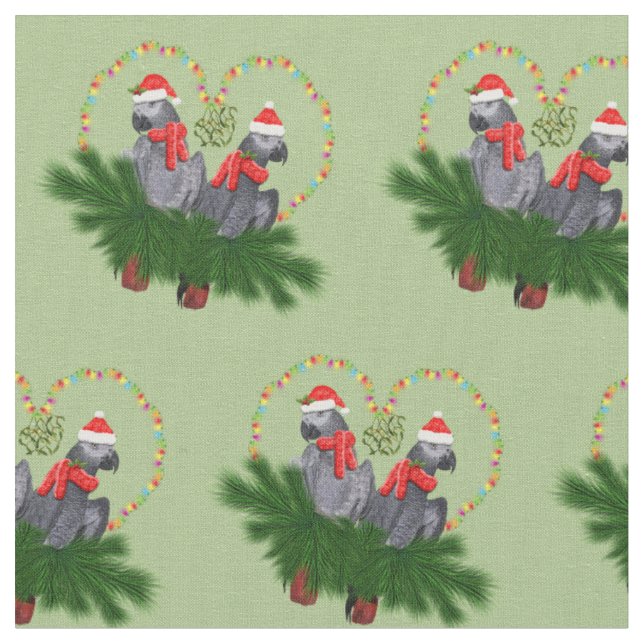 Festive Featherballs Fabric (Light Green) (Close Up)