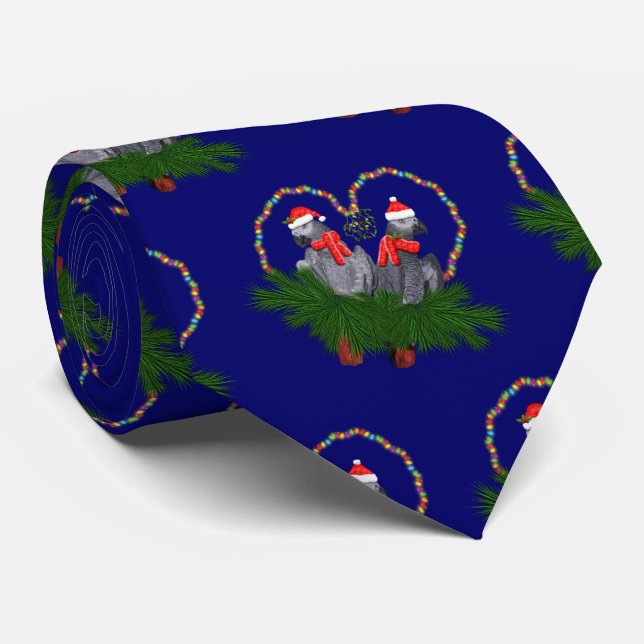 Festive Featherballs Tie (Navy) (Rolled)
