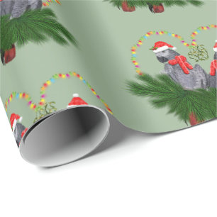 Festive Featherballs Wrapping Paper (Green)