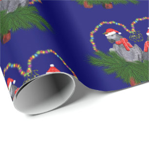 Festive Featherballs Wrapping Paper (Navy)