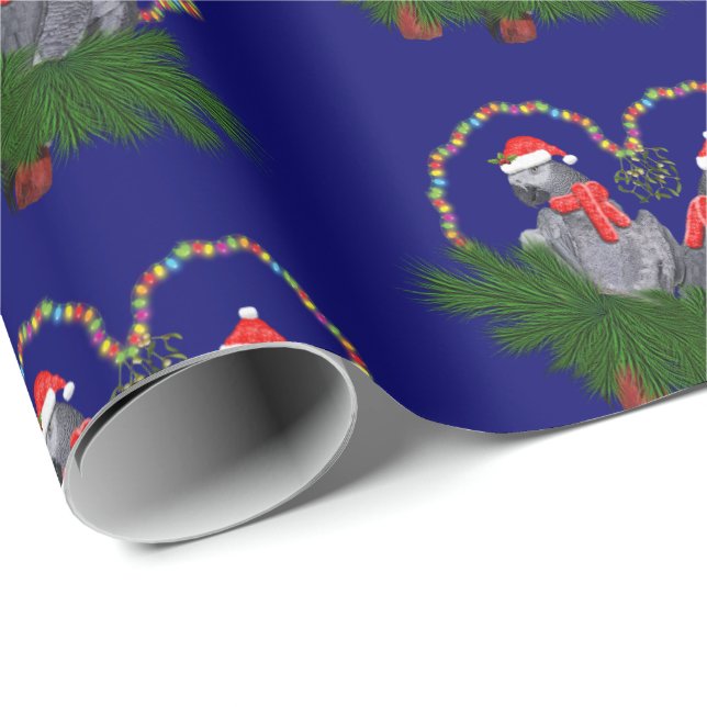Festive Featherballs Wrapping Paper (Navy) (Roll Corner)