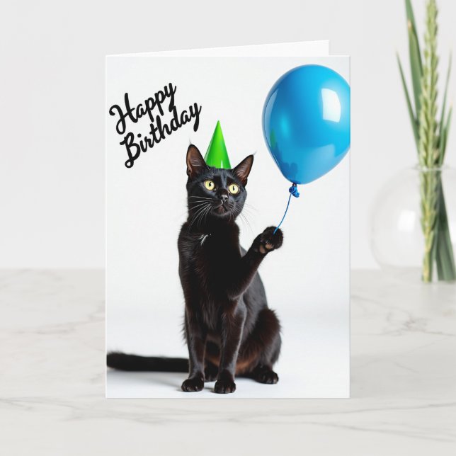 Festive Feline Birthday Card (Front)