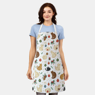 Festive Feline Christmas Pattern Apron