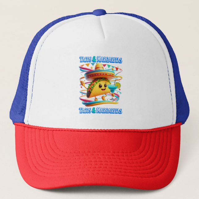 Festive Fiesta Flavours tacos and margaritas Trucker Hat (Front)
