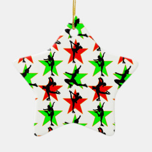 FESTIVE FIGURE SKATER CHRISTMAS DESIGN CERAMIC TREE DECORATION