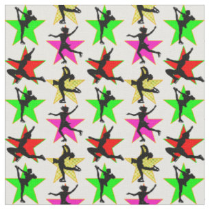 FESTIVE FIGURE SKATER CHRISTMAS DESIGN FABRIC