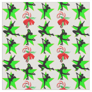 FESTIVE FIGURE SKATING CHRISTMAS DESIGNS FABRIC