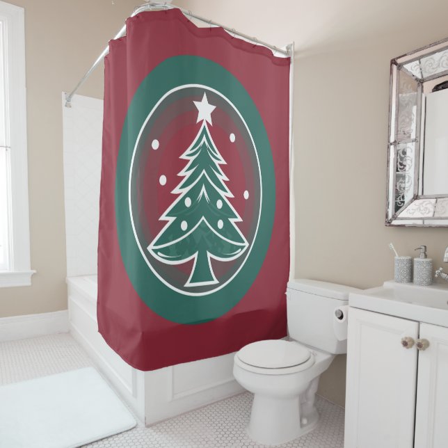 Festive Fir: A Christmas Delight Shower Curtain (In Situ)