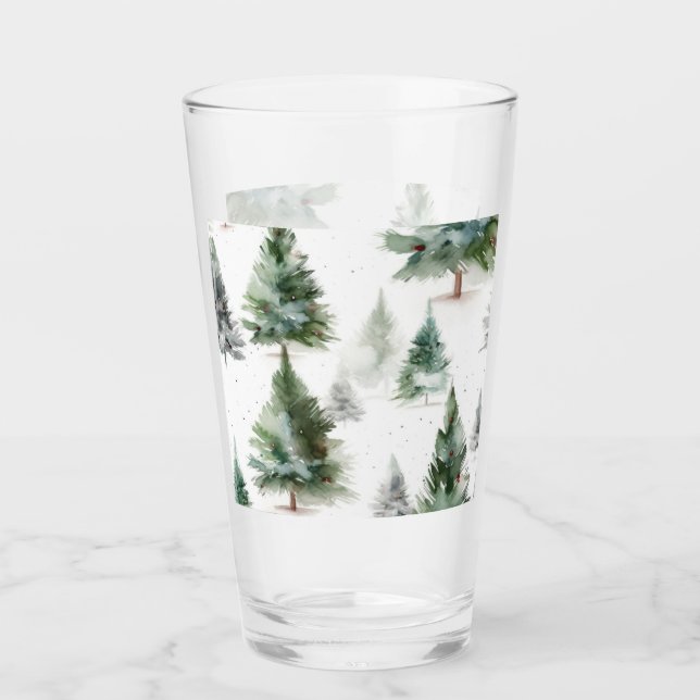 Festive Fir Tree Glass Tumbler (Front)