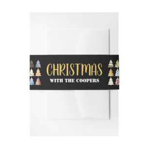 Festive Fir Trees, Christmas Invitation Belly Band