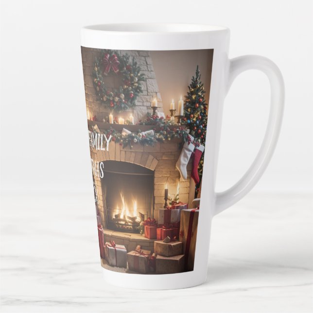 Festive Fireplace - Christmas Tree Magic! Latte Mug (Right)