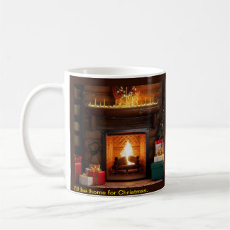 Festive fireplace decor coffee mug