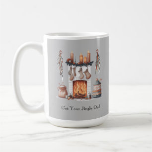 Festive Fireplace Name Christmas  Coffee Mug