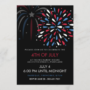 Festive Fireworks 4th of July Party Invitation