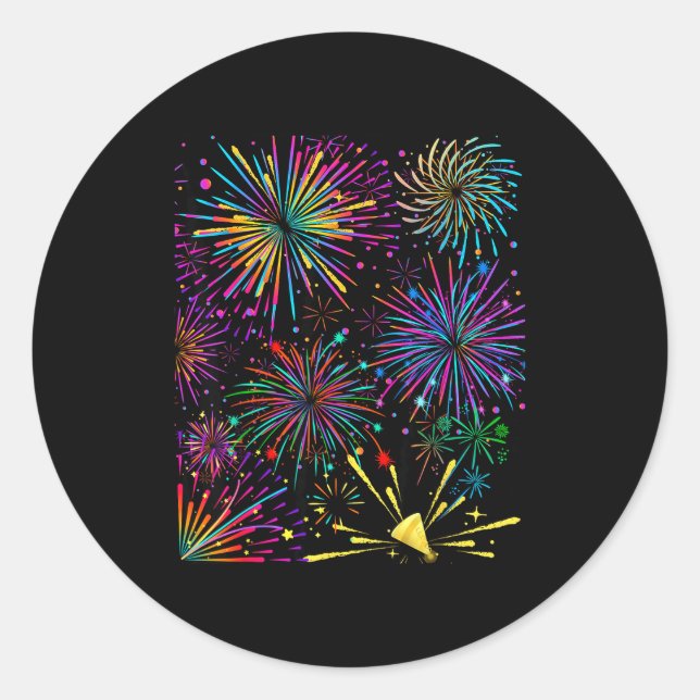 Festive Fireworks &amp; Parades Shows Holiday Chee Classic Round Sticker (Front)