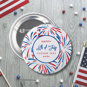 Festive Fireworks Custom 4th of July Party  6 Cm Round Badge