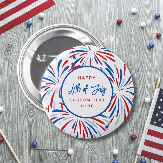 Festive Fireworks Custom 4th of July Party  6 Cm Round Badge (Creator Uploaded)