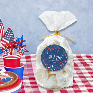 Festive Fireworks Custom 4th of July Party  Classic Round Sticker