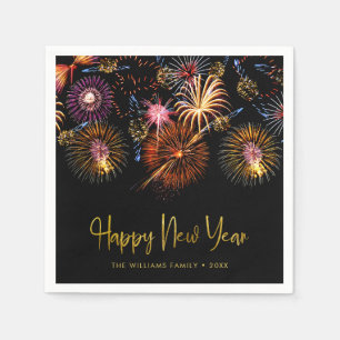 Festive Fireworks Happy New Year Napkin