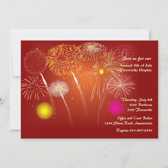 Festive Fireworks Invitation (Front)