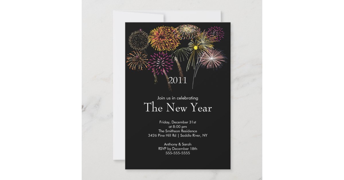 Festive Fireworks New Year Party Invitation | Zazzle