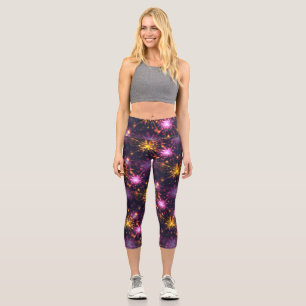 Festive fireworks of hearts  capri leggings