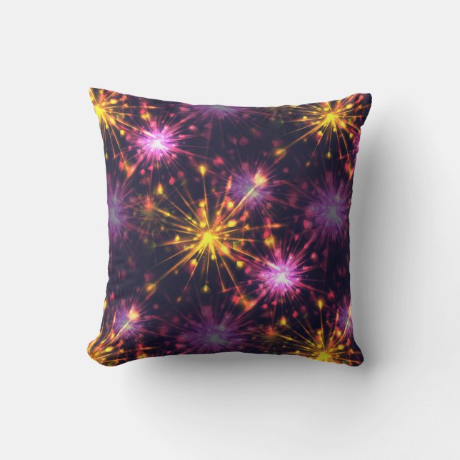 Festive fireworks of hearts cushion (Front)