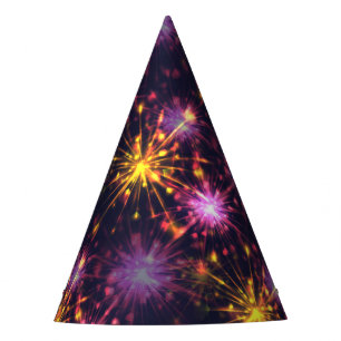 Festive fireworks of hearts party hat