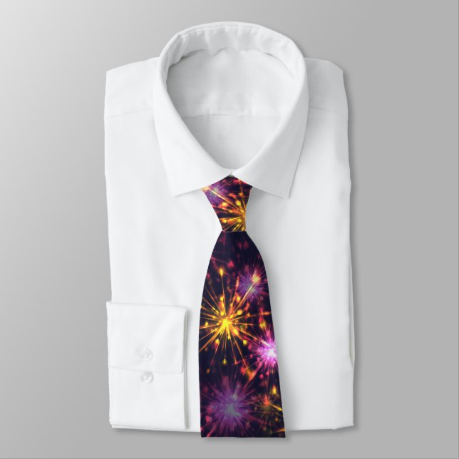 Festive fireworks of hearts  tie (Tied)
