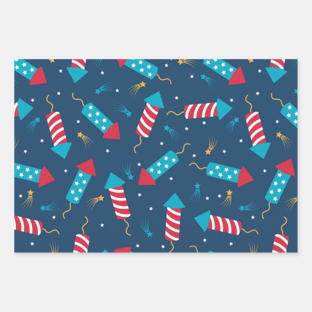 Festive Fireworks Pattern Wrapping Papers Paper Sheet (Front)